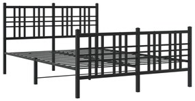 376343 vidaXL Cadru pat metalic cu tăblie de cap/picioare, negru, 140x200 cm