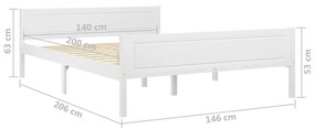 Cadru de pat, alb, 140x200 cm, lemn de pin masiv Alb, 140 x 200 cm