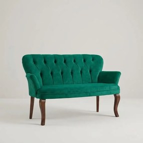 Canapea 2 persoane verde catifelat Homs textil cu picioare lemn