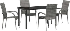 vidaXL Set de masă pentru grădină 5 pcs Gri Oțel vopsit electrostatic