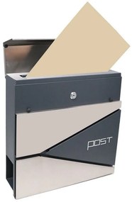 Cutie poștală 371 x 362 x 105 mm, Zinc + oțelinoxidabil cu orificiu pentru ziare