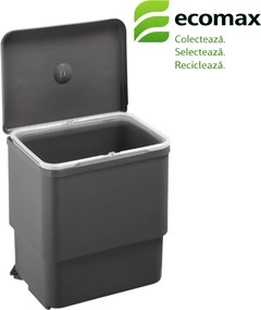 Cos gunoi incorporabil in dulap Sesamo 45 Ecomax, cu extragere automata, gri antracit, 1 x 16 l Polipropilena, L:310 mm; l:240 mm; H:340 mm, 450 mm,