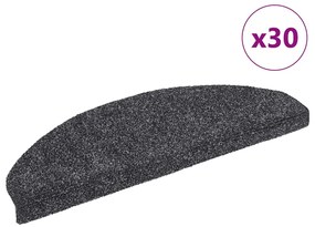 vidaXL Covorașe autoadezive pentru scări, 30 buc., 65x21x4 cm, gri închis, semirotunde, mari
