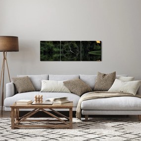 Tablou cu lac în pădure (cu ceas) (90x30 cm)