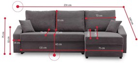 Supermobel Colțar extensibil TEON, 231x75x140, poso 027