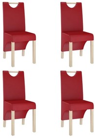 3080192 vidaXL Scaune de sufragerie, 4 buc., roșu vin, piele ecologică