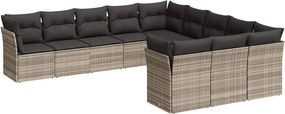 vidaXL Set canapele de grădină cu perne, 11 piese, gri, poliratan