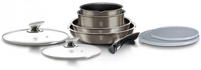 Set oale si tigai marmorate cu maner detasabil (9 piese) din aluminiu forjat Carbon Metallic Line Berlinger Haus BH 6148