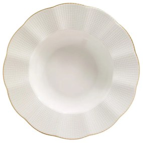 Serviciu de masa, Portelan, 24 de Piese, Culoare Crem / Auriu
