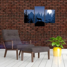 Tablou - Haita de lupi sub lună plină (90x60 cm)