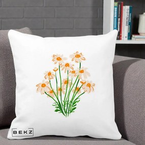 Perna Decorativa Margarete Camp, 40x40 cm, Alba Mata, Husa Detasabila, Perna Inclusa, BEKZ®