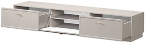 Comodă TV Lorini 200 cm cu sertare - culoare cașmir / mânere aurii tip T-bar