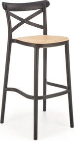 Scaun bar H111, crem/negru, polipropilena, 47x47x103 cm