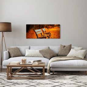 Tablou cu banca toamna (120x50 cm)