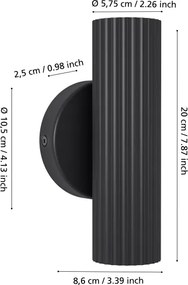 Eglo PORTILLO 902032 - Aplică de perete, 2 x GU10, 5W, 230V, negru