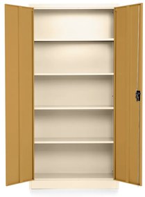 Dulap metalic universal cu imitație de lemn, 90 x 40 x 185 cm, încuietoare cu cilindru, nuc / ral 9003