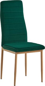 Scaun COLETA NOVA, verde smarald/stejar, stofa catifelata/metal, 41x49