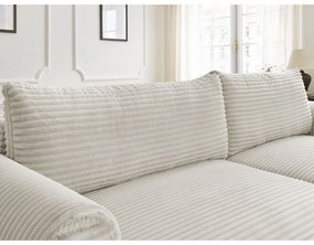 Colțar crem extensibil cu tapițerie din catifea reiată (cu colț pe partea dreaptă) Lucien – Bobochic Paris