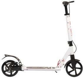 Trotineta din aluminiu cu frana pe disc NOVOKIDS™ Plexus Street Challenger, maxim 100 kg, Franare dubla, Suspensie dubla, Diametru roata 200 mm, Alb