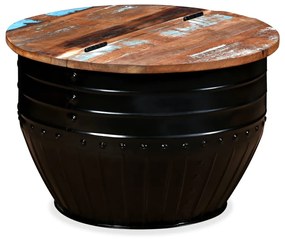 245255 vidaXL Măsuță de cafea în formă de butoi negru lemn masiv reciclat