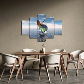 Tablou cu fluture pe bilă din sticlă (150x105 cm)