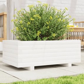 vidaXL Jardinieră de grădină, alb, 70x40x26,5 cm, lemn masiv de pin