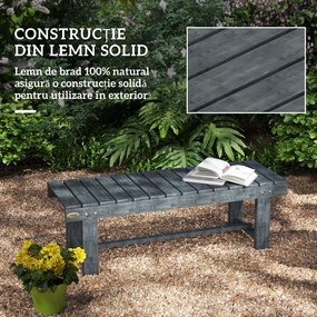Outsunny Bancă de Grădină cu 2 Locuri, Bancă de Exterior cu Șipci din Lemn de Molid, Stil Country, Perfectă pentru Terasă, Patio sau Curte, Greutate maximă 250 kg, 110x38x35 cm, Gri | Aosom Romania