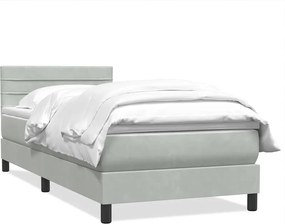 vidaXL Pat box spring cu saltea, gri deschis, 80x210 cm, catifea