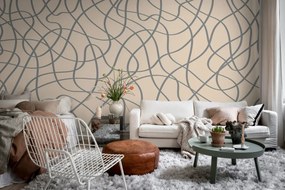 Fototapet, Doodle Lines, Beige, Rebel Walls