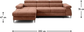 Colțar lemn masiv Cordoba I extensibil, 282 × 175 × 76 cm - Stânga