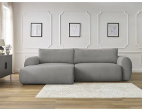 Colțar gri închis extensibil cu tapițerie din catifea reiată (cu colț pe partea stângă ) Lucien – Bobochic Paris