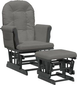 vidaXL Scaun de relaxare glisant cu taburet, gri închis, textil