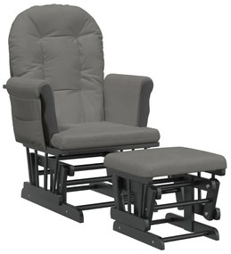 351667 vidaXL Scaun de relaxare glisant cu taburet, gri închis, textil