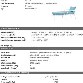 Sezlong pentru interior si exterior Bella Vista, alb 113221 HZ