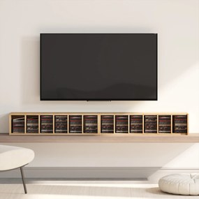 HOMCOM Set de 2 Mobili Suport CD cu Polițe Reglabile, Raft pentru 204 CD-uri Compact, Mobilier cu 12 Compartimente, pentru Living, Dormitor, Birou, 21x22,5x88,5cm, Culoare Lemn | Aosom Romania