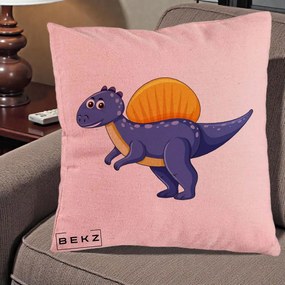 Perna Decorativa Spinozaur Kawaii, 40x40 cm, Roz, Husa Detasabila, Perna Inclusa, BEKZ®