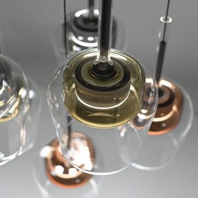Lustra LED Smart cu telecomanda, CCT, 6 pendule, sticla, multicolor, Q-KON
