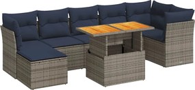 vidaXL Set canapele de grădină cu perne, 8 piese, gri, poliratan