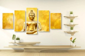 Tablou 5-piese statuie Budha de aur
