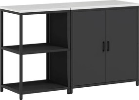 vidaXL Set de depozitare pentru bucătărie cu raft cu ușă 2 pcs Negru