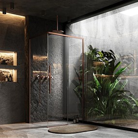 Cabina de dus SOLAR cu cadita alba 90x90 cm cupru periat