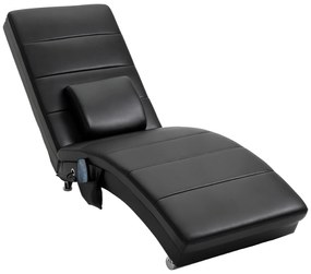 HOMCOM Relaxliege cu funcție de masaj, fotoliu de lounge ergonomic cu spătar înalt, cu funcție de masaj și pernă cu design Zero-G, fotoliu de lounge din piele ecologică, metal, spumă, negru, 58 x 163 x 87 cm | Aosom Romania