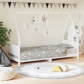 834496 vidaXL Cadru de pat pentru copii, alb, 80x200 cm, lemn masiv de pin