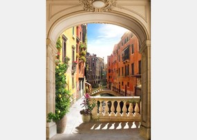 Fototapet. Foisor cu Arcada cu iesire la Canal Venetian, Italia. Oras frumos Art.050003