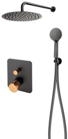 Sistem de dus incastrat FDesign Ardesia negru/rose gold - FDSFD1-ARD-7PSET1-25