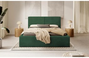 Pat matrimonial 180 cm Fatime (cu somieră) (cu sp. depozitare) (verde închis + negru). 1099164
