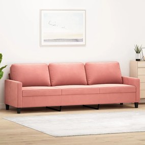 348768 vidaXL Canapea cu 3 locuri, roz, 210 cm, catifea