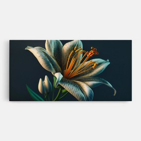 Tablou Canvas, 60x120cm, Dormitor si Living, Flori, Crini, Blue Grey Lily