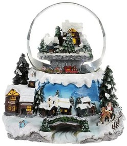 Glob de Crăciun Peisaj de iarnă, luminos, rotativ,melodie, 19 x 19 x 18 cm