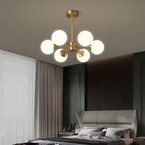Lustra LED Mordern 6 Glob, Acril alb Mat Elit'S